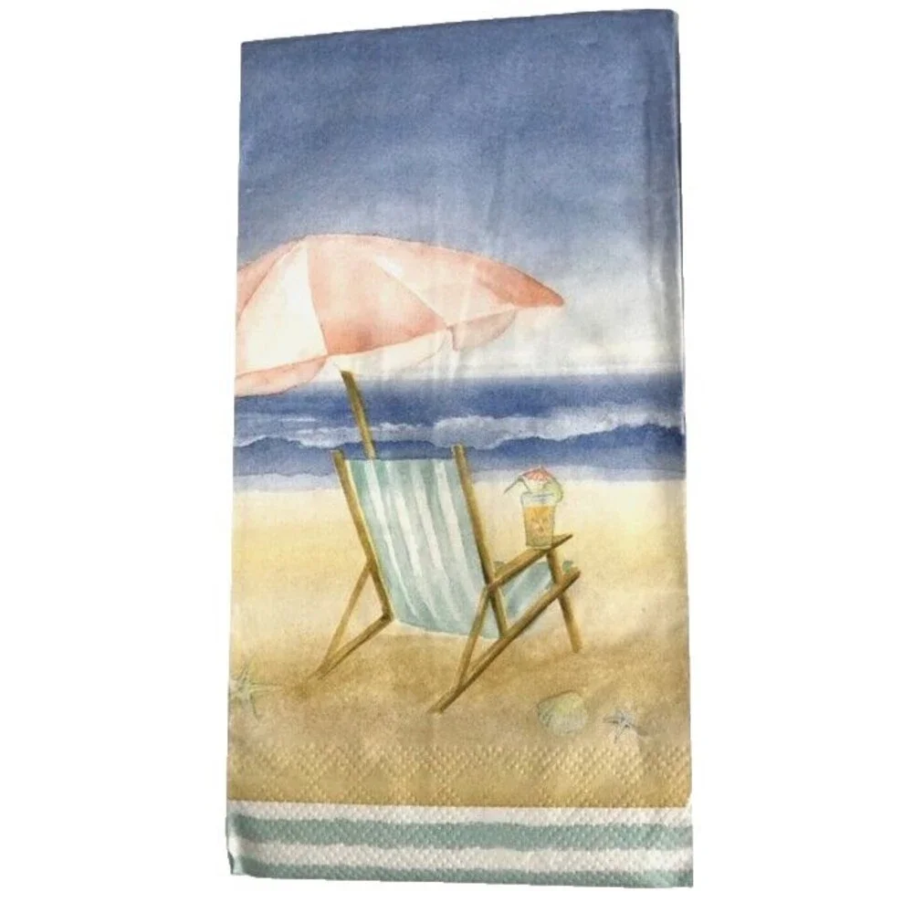 Beach Umbrella Chair Paper Towels Napkins Guest Summer Decoupage 20 pk Set of 2